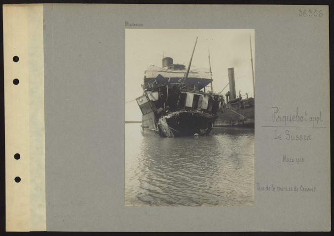 S.l. Paquebot anglais. Le Sussex vue de la coupure de l'avant