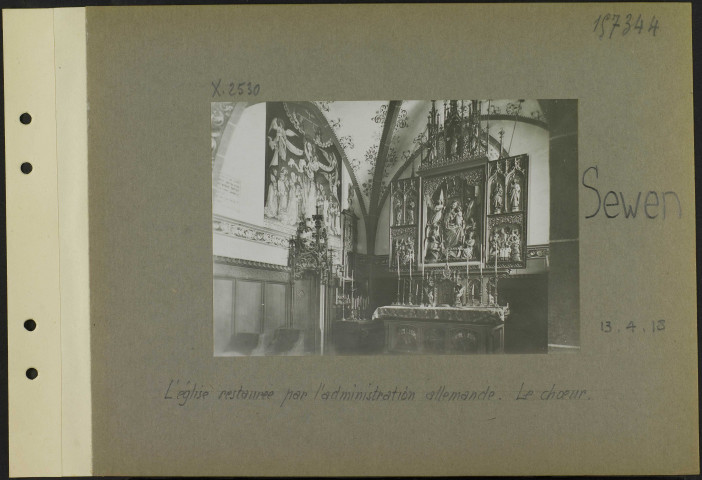 Sewen. L'église restaurée par l'administration allemande. Le chœur
