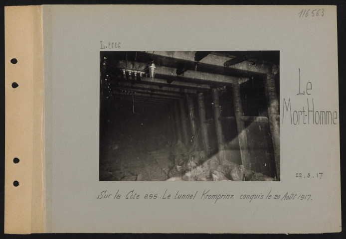 Le Mort-Homme. Sur la cote 295. Entrée du tunnel Kronprinz conquis le 20 août 1917