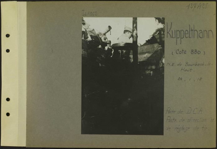 Kuppelthann (Cote 880) (Nord-est de Bourbach-le-Haut). Poste de D.C.A. Poste de direction et de réglage de tir