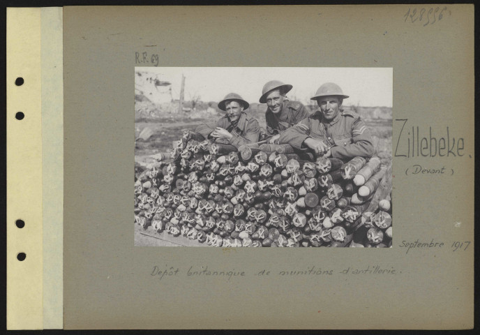Zillebeke (devant). Dépôt britannique de munitions d'artillerie