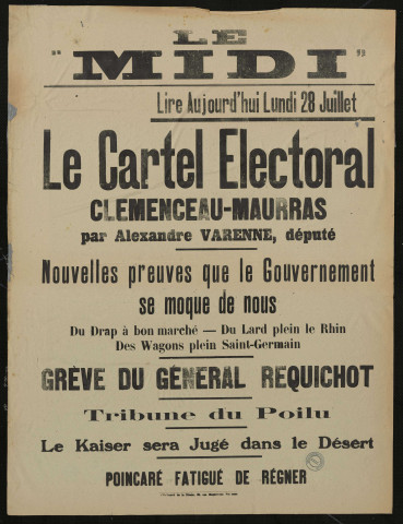 Le Midi. Lire aujourd'hui lundi 28 juillet