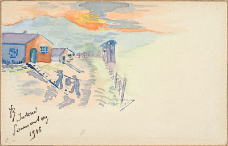 (4 scènes des camps de prisonniers de Sonnenberg, Autriche-Hongrie, 1916)