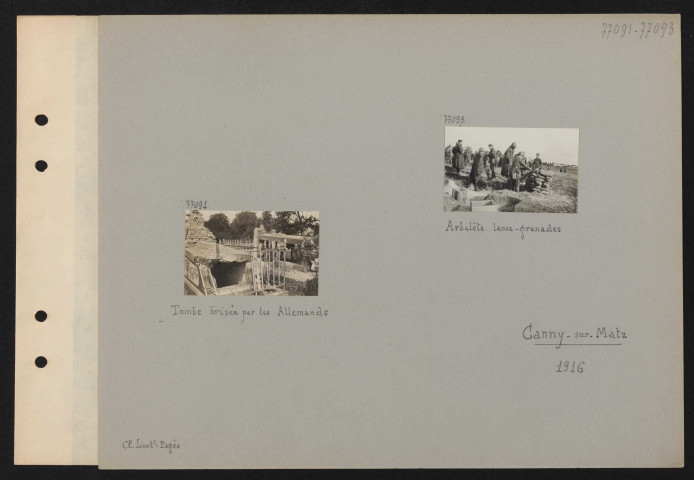 Canny-sur-Matz. Arbalète lance-grenades