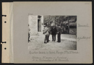 Bonneuil. Quartier Général du général Mangin commandant la Xe armée : Généraux Mangin et Mordacq, MM. Clémenceau et R. Renoult