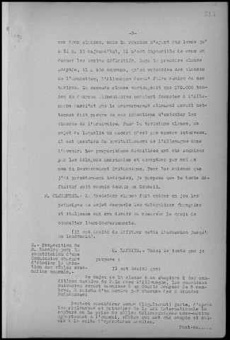 17e Séance du CSG du 7 mars 1919 à 15h. Sous-Titre : Conférences de la paix