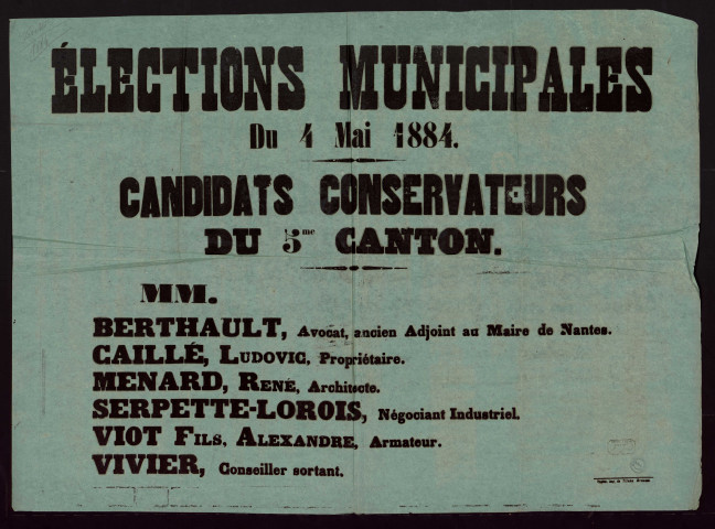 Élections Municipales : Candidats conservateurs du 5me canton
