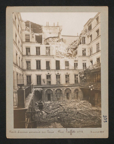 Raid d'avions ennemis sur Paris. Rue Laffitte numéro 13