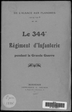 Historique du 344ème régiment d'infanterie