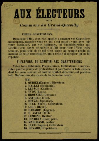 Commune du Grand-Quevilly : Votez tous Pour le groupe de protestation