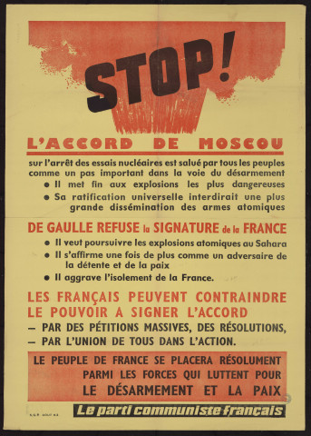 Stop ! L'accord de Moscou : De Gaulle refuse la signature de la France... Les Français peuvent contraindre le pouvoir à signer l'accord