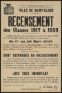 Recensement des classes 1917 à 1939