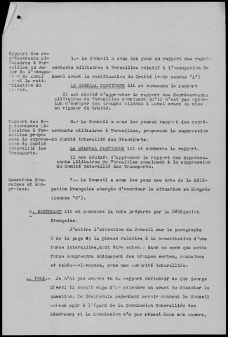 Réunion du 3 novembre 1919 à 10h30. Sous-Titre : Conférences de la paix