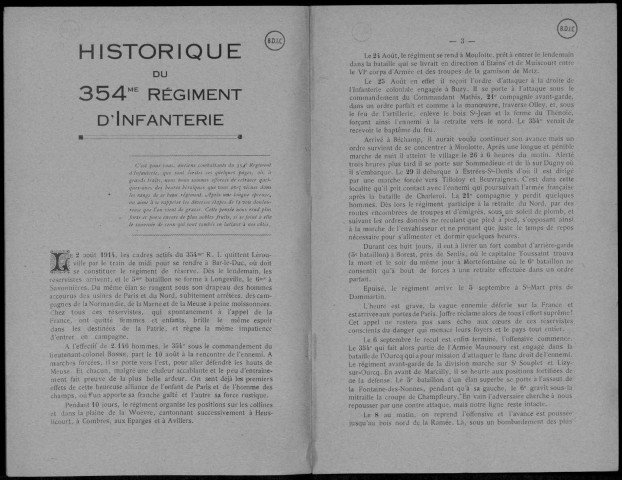 Historique du 354ème régiment d'infanterie