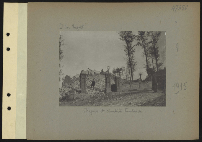 S.l. Chapelle et cimetière bombardés