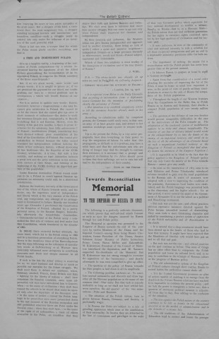 The Polish Tribune (1916; n°13)  Sous-Titre : Poland for the Poles