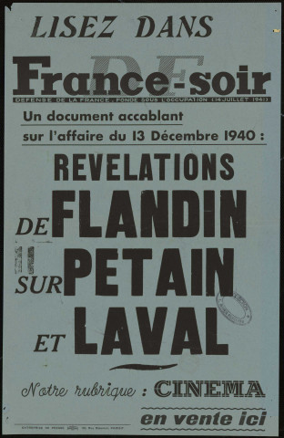 Révélations de Flandin sur Pétain et Laval