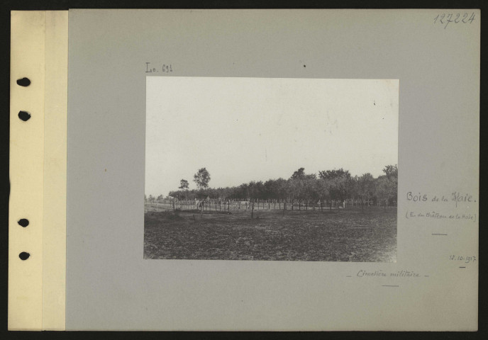 Bois de la Haie (est du château de la Haie). Cimetière militaire