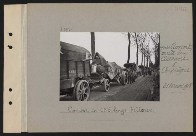Route de Clermont à Compiègne (près Clermont). Évacuation de l'artillerie lourde anglaise
