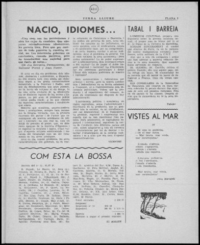 Terra Lliure (1979 : n° 54-59). Sous-Titre : Butlletí de la Regional Catalana C.N.T [puis] Butlletí interior de l'Agrupació Catalana C.N.T. (Exterior)