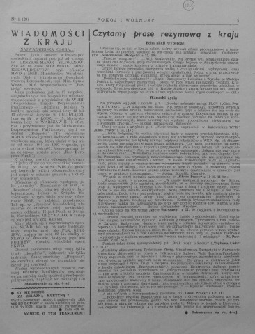 Pokoj i Wolnosc (1953 : n°1-14 ; 16-22)  Sous-Titre : Biuletyn sekcji polskiej "Paix et Liberté"  Autre titre : Bulletin de la section polonaise "Paix et Liberté