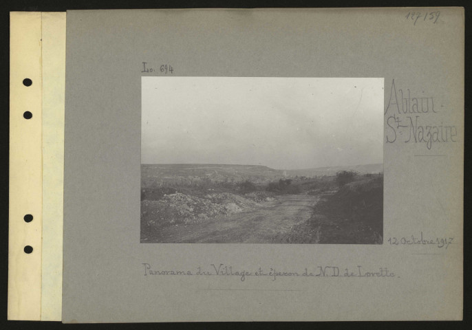 Ablain-Saint-Nazaire. Panorama du village et éperon de Notre-Dame de Lorette