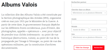Formulaire de recherche dans le fonds Valois