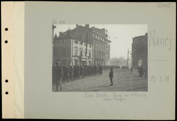 Nancy. Porte Désilles. Passage du 1er régiment de la Légion étrangère