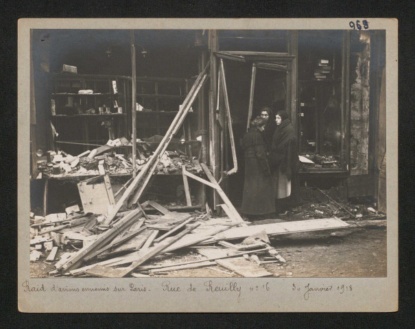 Raid d'avions ennemis sur Paris. Rue de Reuilly numéro 16