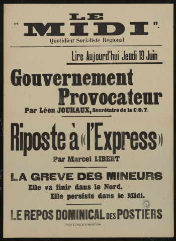 Le Midi. Lire aujourd'hui jeudi 19 juin