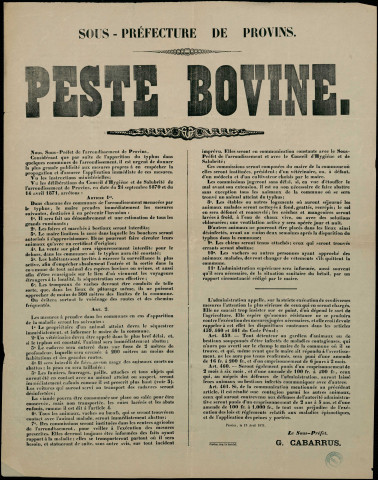 Peste Bovine : Apparition du typhus dans quelques communes