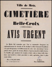 Cimetière de Belle-Croix : Avis urgent