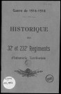 Historique du 32ème régiment territorial d'infanterie et du 232e régiment territorial d'infanterie France