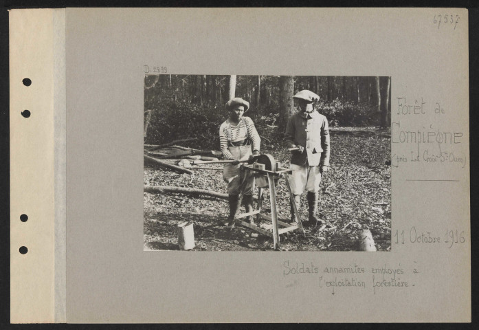 Forêt de Compiègne (près La Croix Saint-Ouen). Soldats annamites employés à l'exploitation forestière