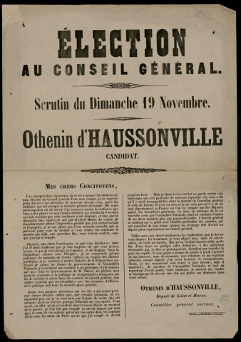 Election au Conseil général : Othenin d'Haussonville candidat