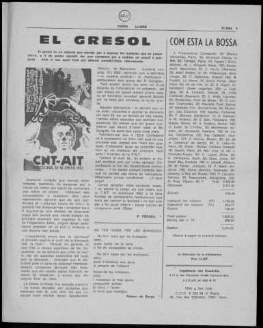 Terra Lliure (1983 : n° 78-79). Sous-Titre : Butlletí de la Regional Catalana C.N.T [puis] Butlletí interior de l'Agrupació Catalana C.N.T. (Exterior)
