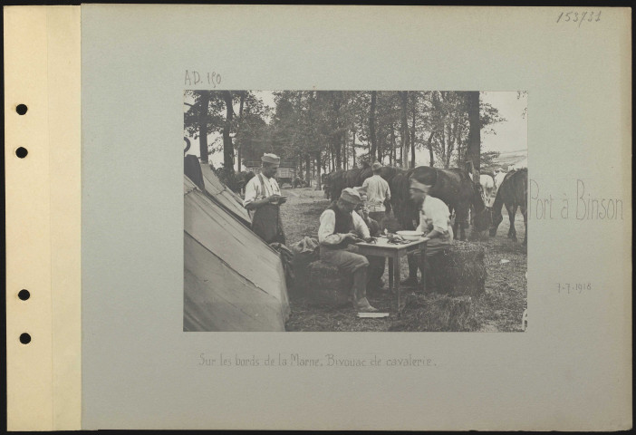 Port-à-Binson. Sur les bords de la Marne. Bivouac de cavalerie