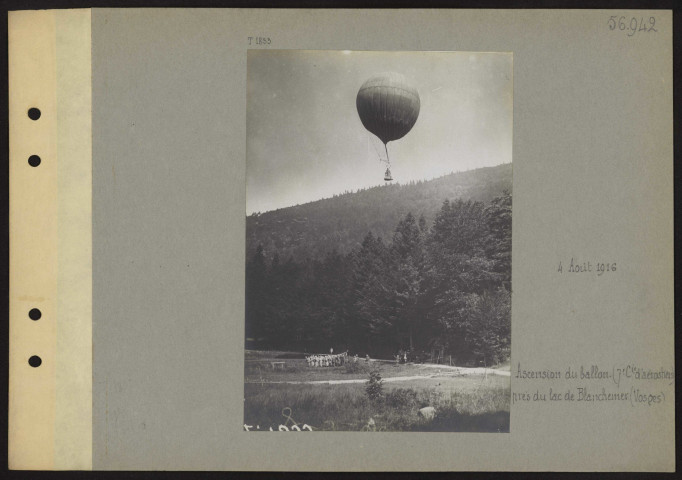 Lac de Blanchemer (près du) (Vosges). Ascension du ballon (7e compagnie d'aérostiers)