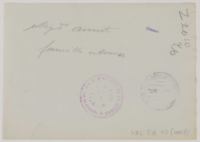 Collège d'Annot. Familles internées