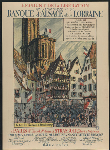 Emprunt de la libération. On souscrit à la banque d'Alsace et de Lorraine