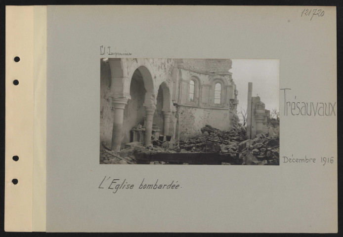 Trésauvaux. L'église bombardée