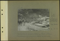 Lac d'Alfeld (Près Sewen). Construction de la route d'Alfeld au Ballon d'Alsace. Concasseur à gauche, et scierie établis sur la route