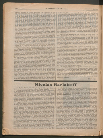 Juillet 1927 - La Fédération balkanique