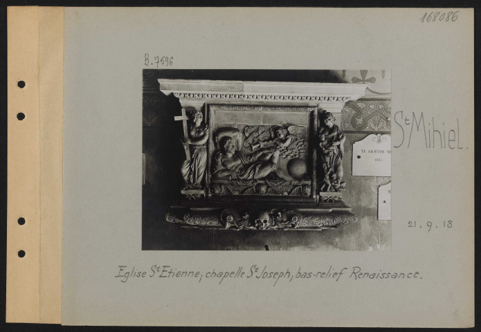 Saint-Mihiel. Église Saint-Étienne ; chapelle Saint-Joseph ; bas-relief Renaissance