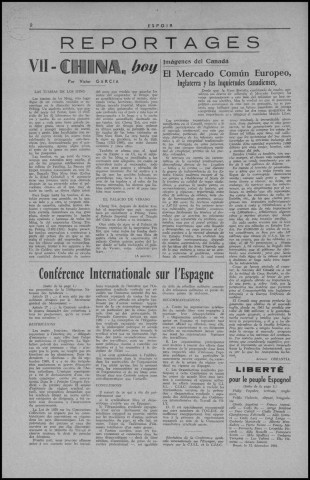 Espoir (1962 : n° 1-52). Sous-Titre : organe de la VIe Union régionale de la C.N.T.F. - C.N.T. - A.I.T. [puis] hebdomadaire de la C.N.T.. Autre titre : Suite de : C.N.T.