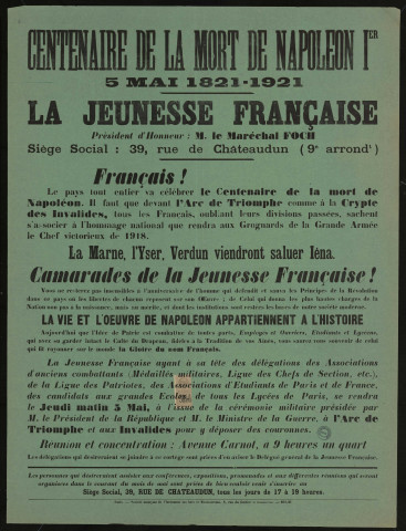 Centenaire de la mort de Napoléon Ier