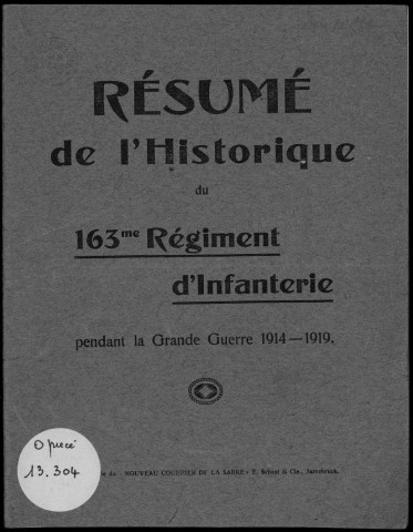 Historique du 163ème régiment d'infanterie