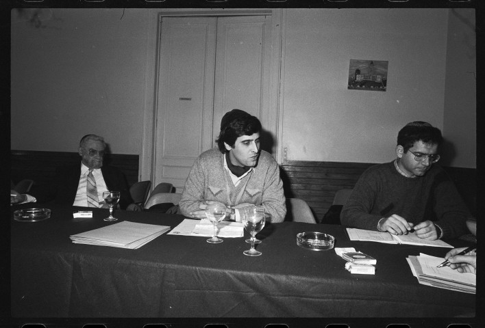 Léon Ashkenazi (dit Manitou) au DES. Jean Bernard lors des Journées de l'éthique. Conférence de presse de François Périgot, le nouveau président du CNPF