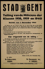 Telling van de Miliciens der Klassen 1938, 1939 en 1940...