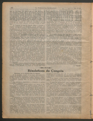 Août 1929 - La Fédération balkanique